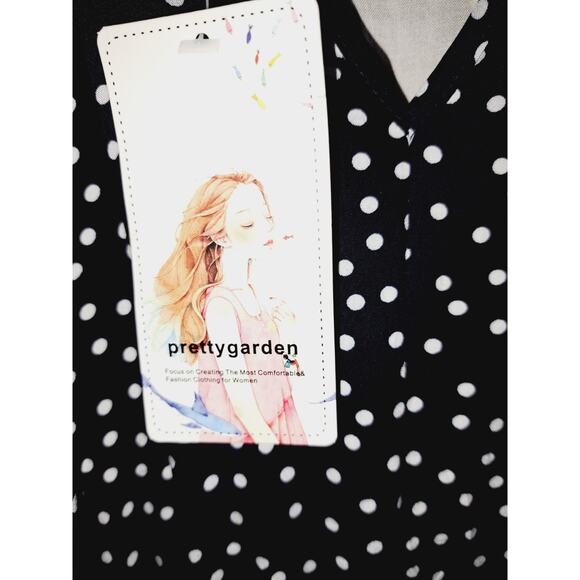 Pretty Garden NWT! High Neck Maxi Length Blue Polka-dot Dress In Size Medium - Picture 5 of 6